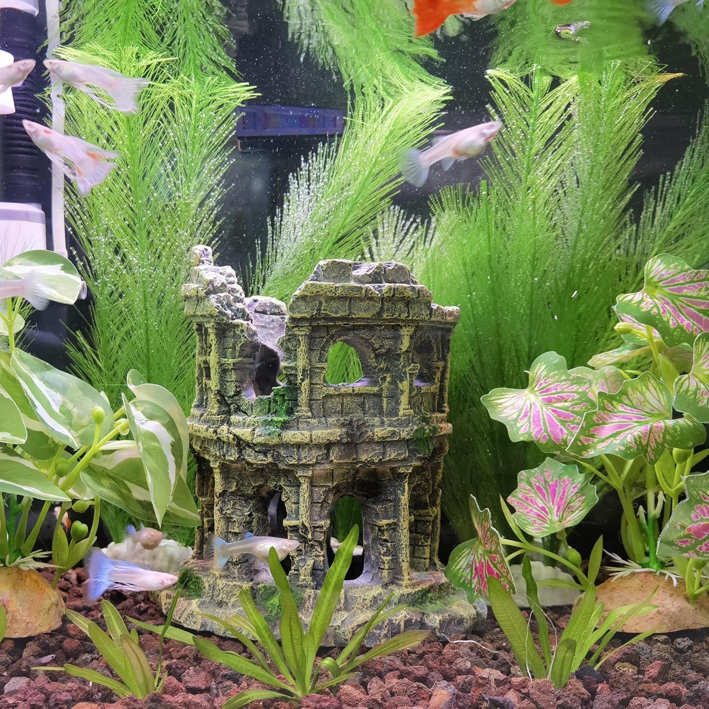 Fish Tank Artificial Silk Green Water Plants Aquarium Decor Soft Grass 3 Pack, 8"