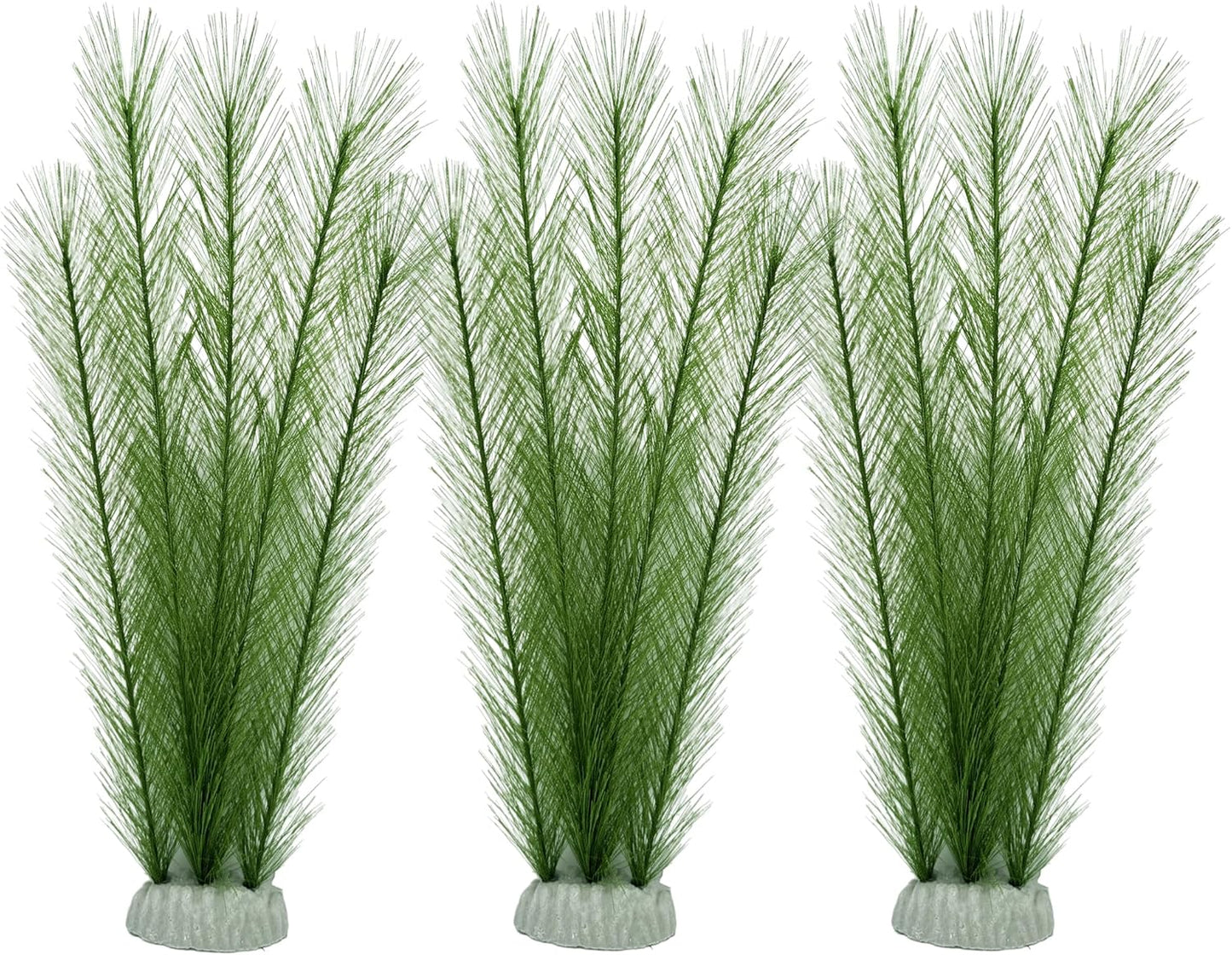 Fish Tank Artificial Silk Green Water Plants Aquarium Decor Soft Grass 3 Pack, 8"