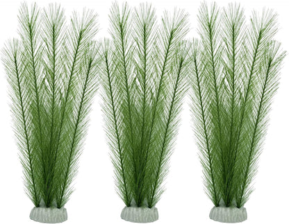Fish Tank Artificial Silk Green Water Plants Aquarium Decor Soft Grass 3 Pack, 8"