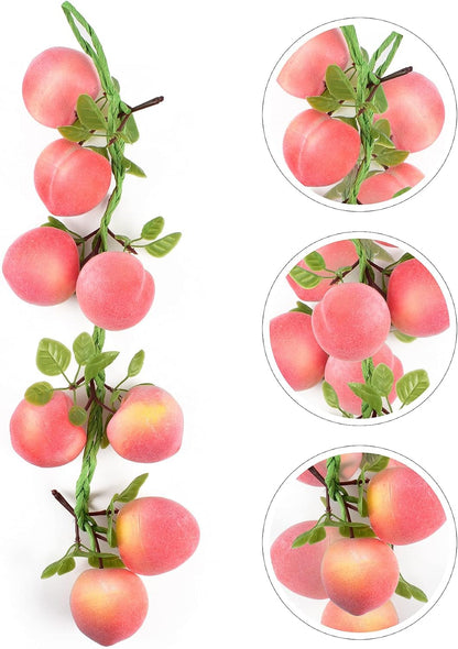 Artificial Peach Pendant 1Pcs, Fake Fruit Simulation Peach String Home Kitchen Party Decorate Lifelike Food Festival Decorations Photo Props