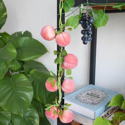 Artificial Peach Pendant 1Pcs, Fake Fruit Simulation Peach String Home Kitchen Party Decorate Lifelike Food Festival Decorations Photo Props