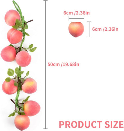 Artificial Peach Pendant 1Pcs, Fake Fruit Simulation Peach String Home Kitchen Party Decorate Lifelike Food Festival Decorations Photo Props