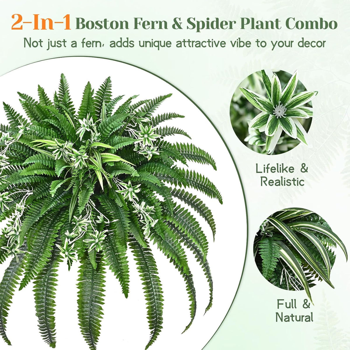 48" Large Fake Ferns Artificial Ferns for Outdoors