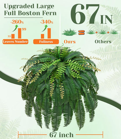 48" Large Fake Ferns Artificial Ferns for Outdoors