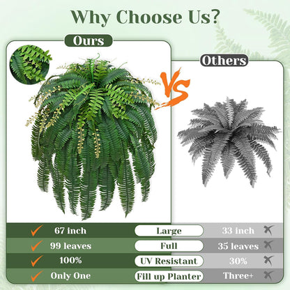 48" Large Fake Ferns Artificial Ferns for Outdoors