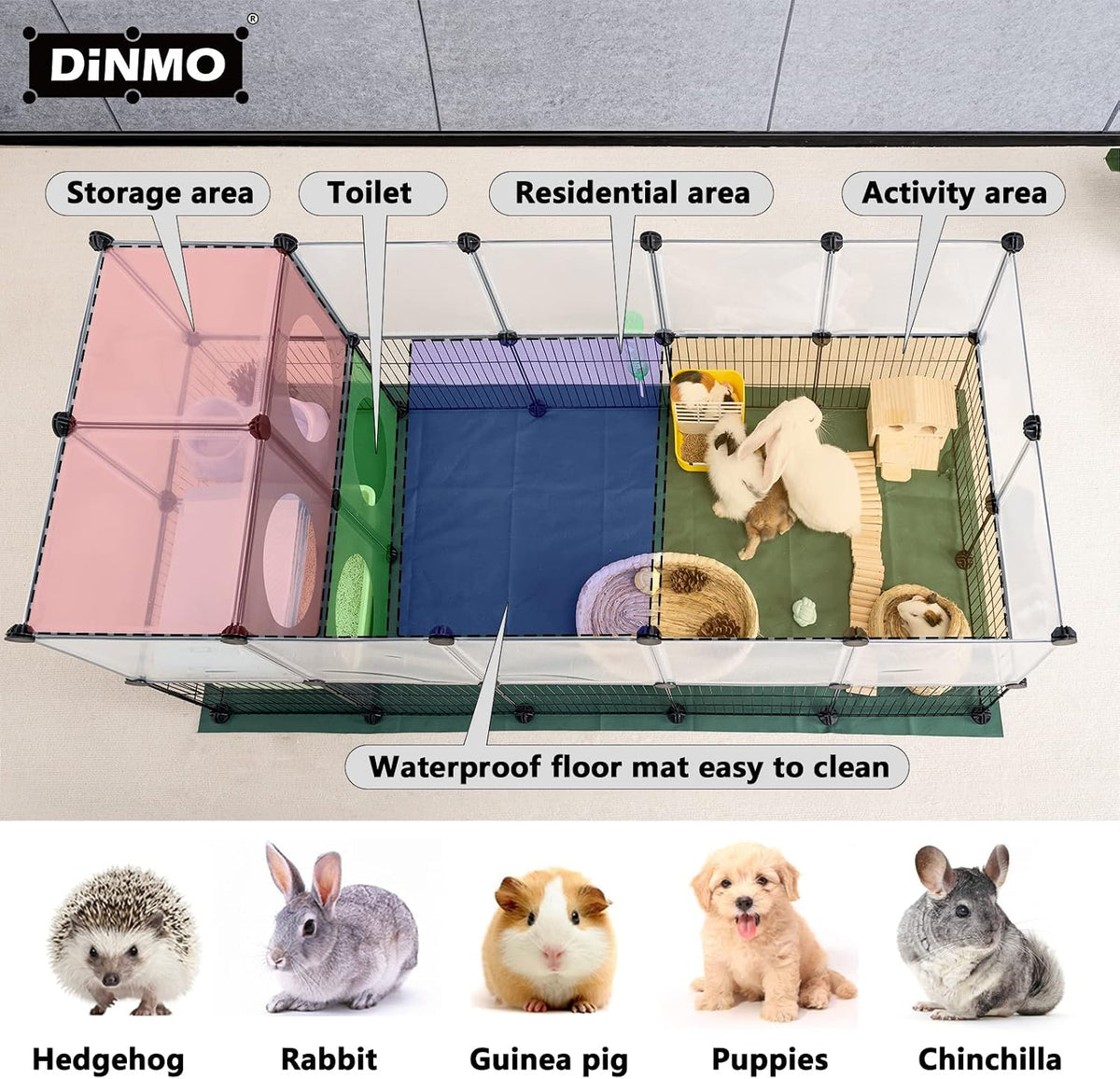 36 Panels Bunny Playpen, Oxford Mat & Game Holes, Expandable Fence