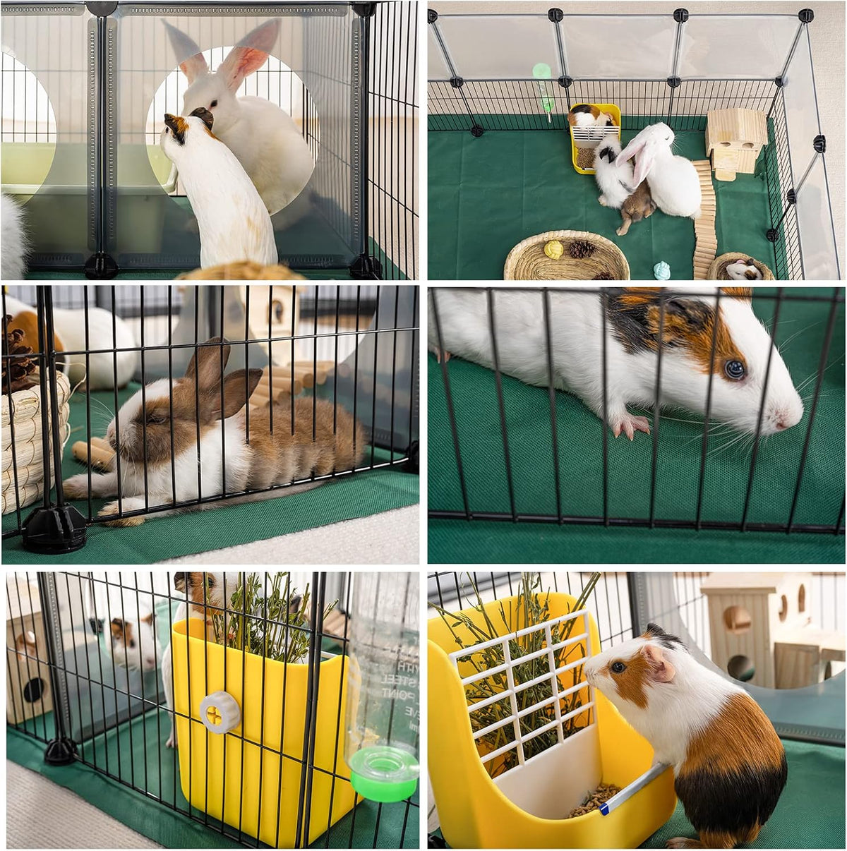 36 Panels Bunny Playpen, Oxford Mat & Game Holes, Expandable Fence