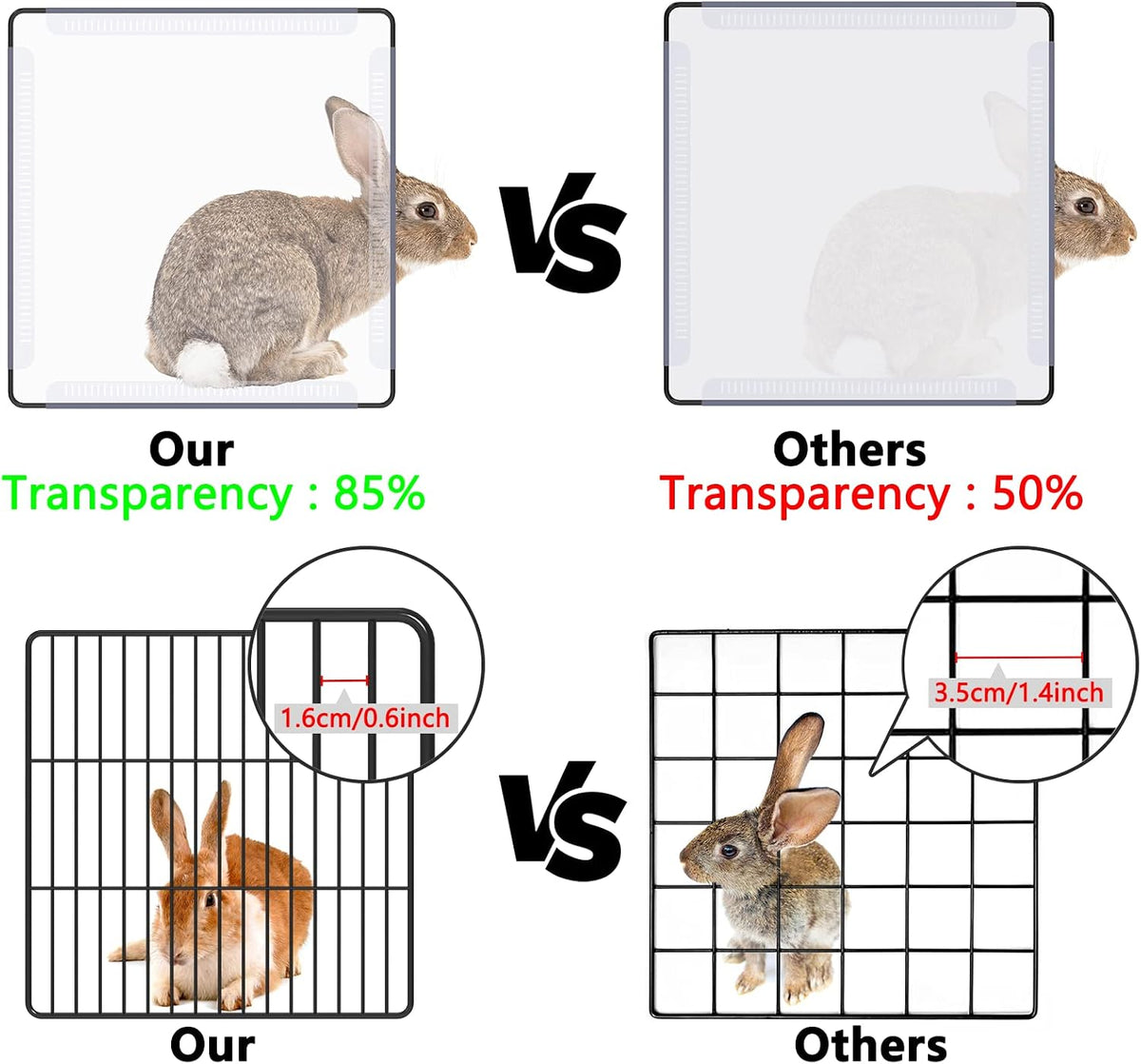 36 Panels Bunny Playpen, Oxford Mat & Game Holes, Expandable Fence