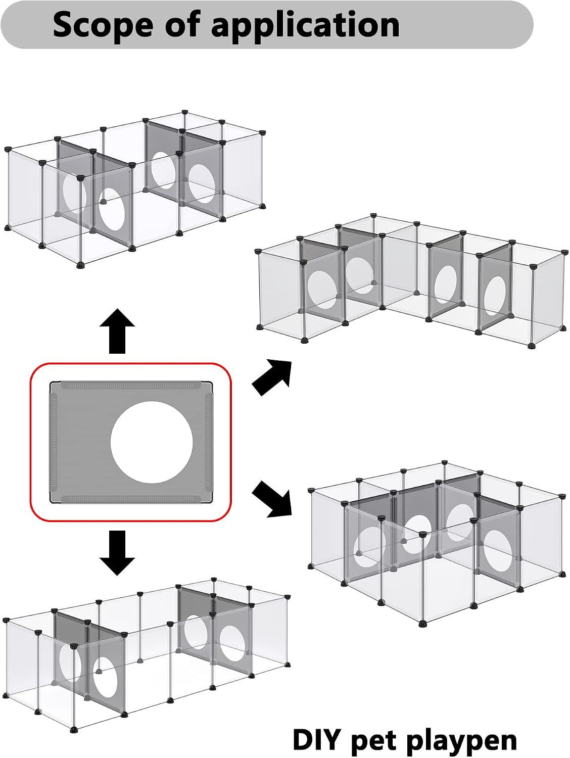36 Panels Bunny Playpen, Oxford Mat & Game Holes, Expandable Fence