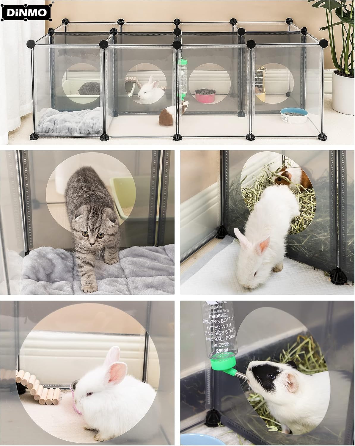 36 Panels Bunny Playpen, Oxford Mat & Game Holes, Expandable Fence