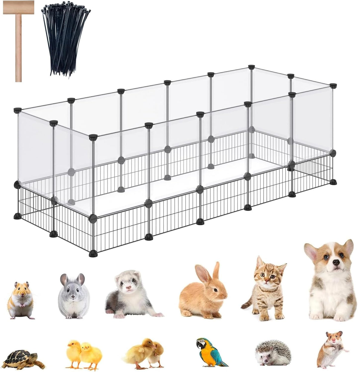 36 Panels Bunny Playpen, Oxford Mat & Game Holes, Expandable Fence