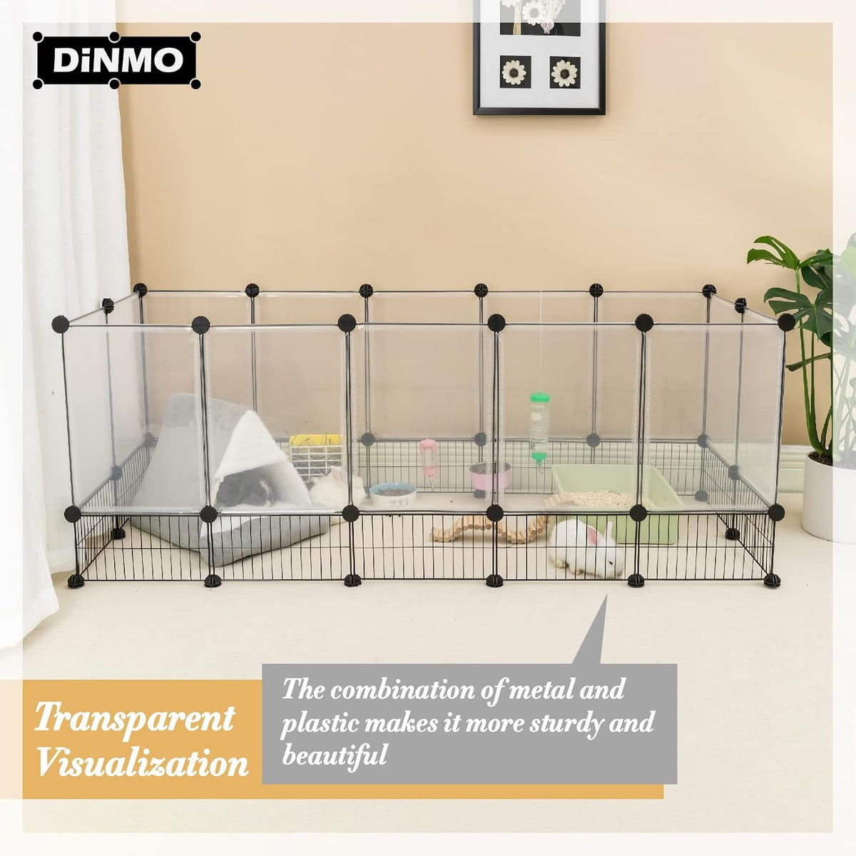 36 Panels Bunny Playpen, Oxford Mat & Game Holes, Expandable Fence