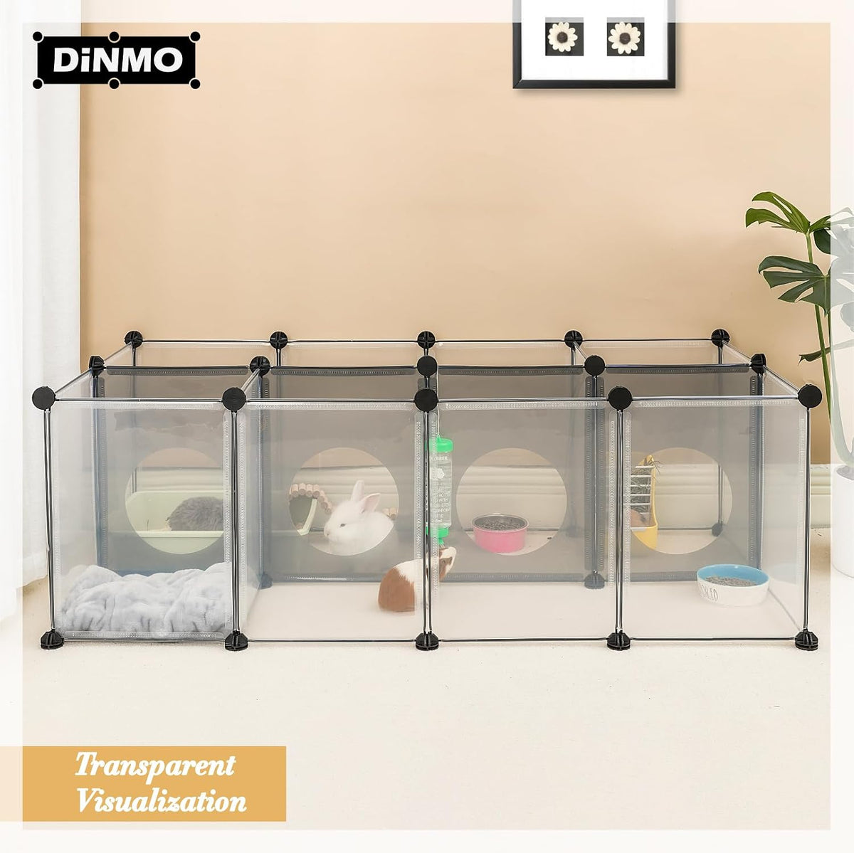 36 Panels Bunny Playpen, Oxford Mat & Game Holes, Expandable Fence
