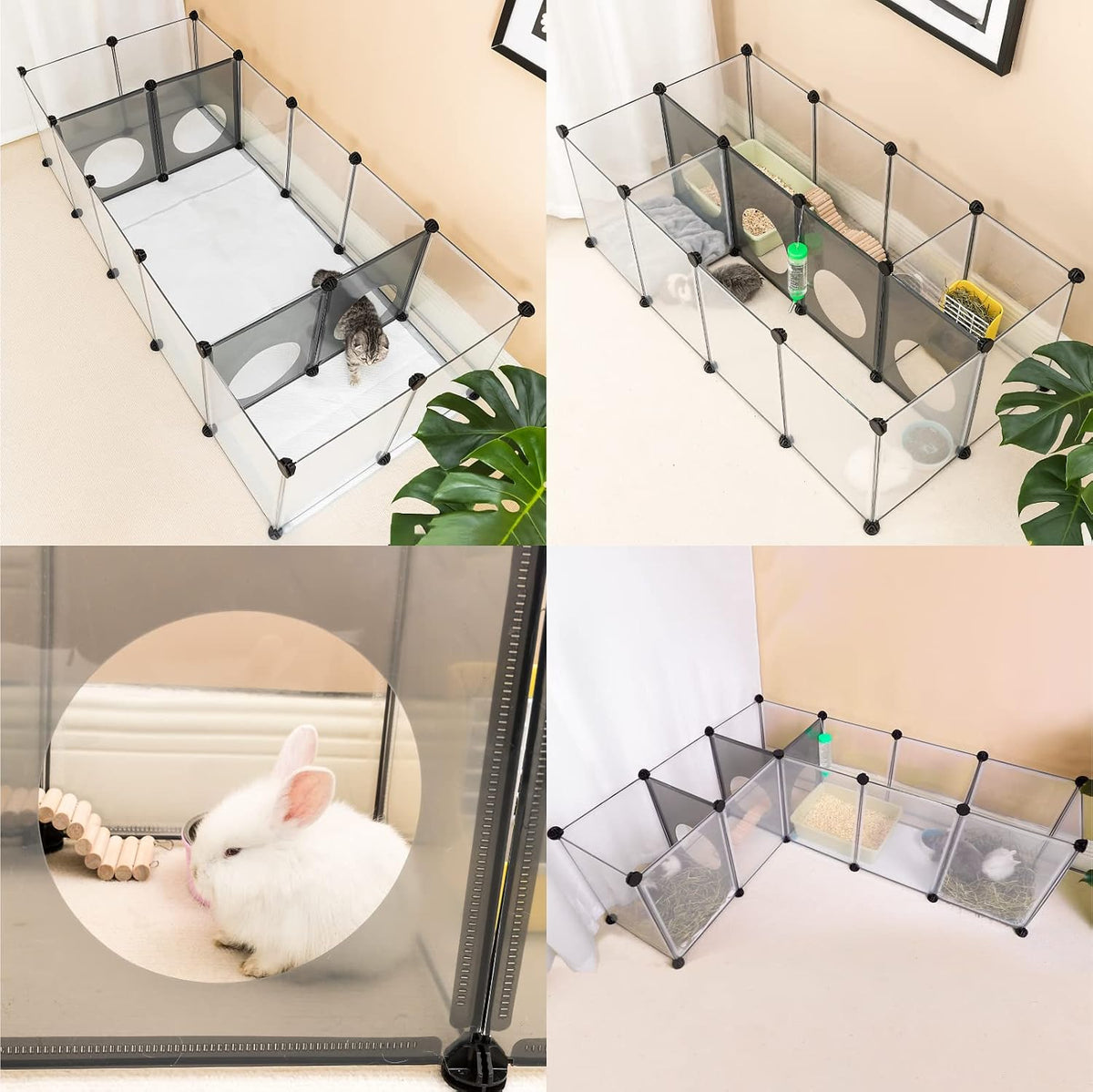 36 Panels Bunny Playpen, Oxford Mat & Game Holes, Expandable Fence
