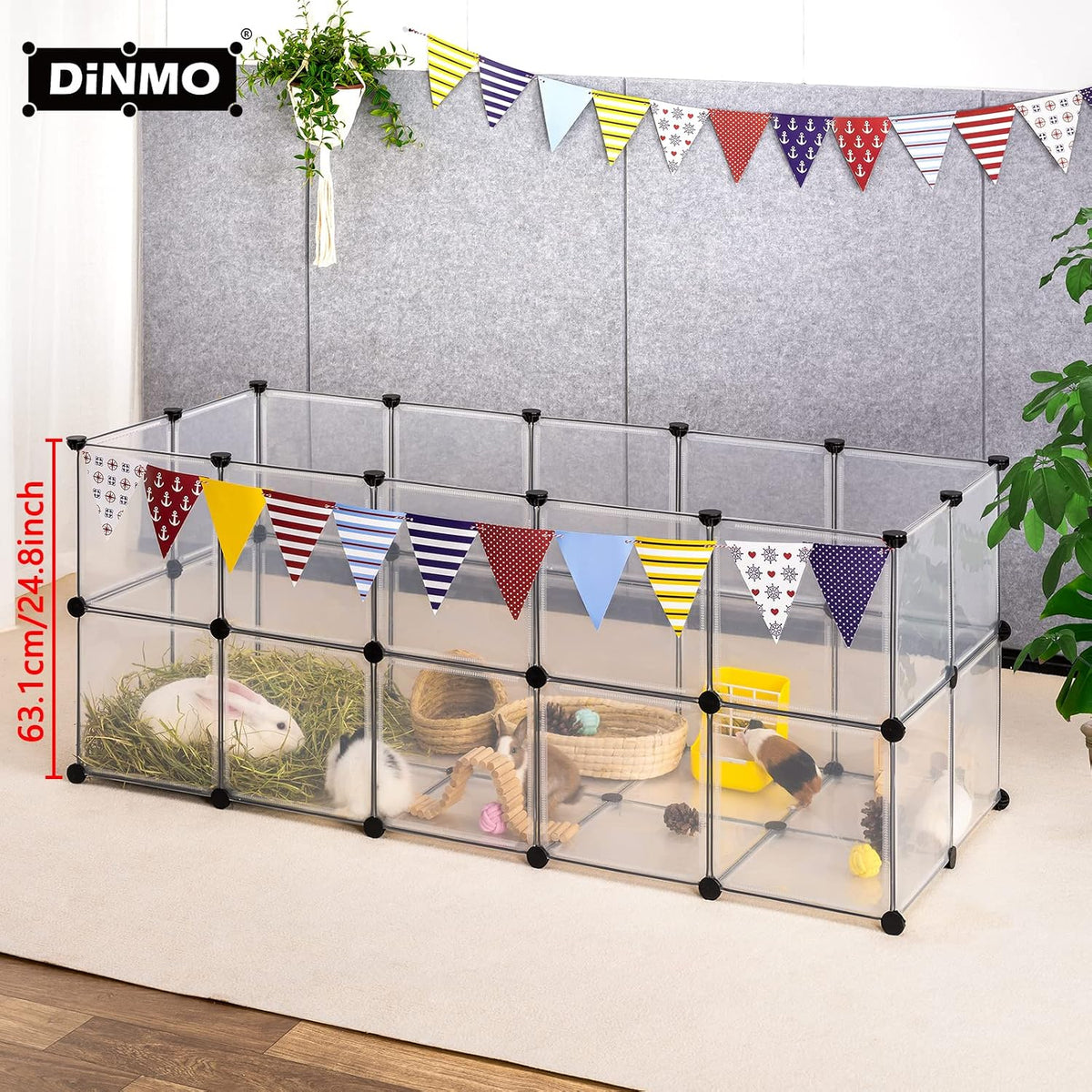 36 Panels Bunny Playpen, Oxford Mat & Game Holes, Expandable Fence