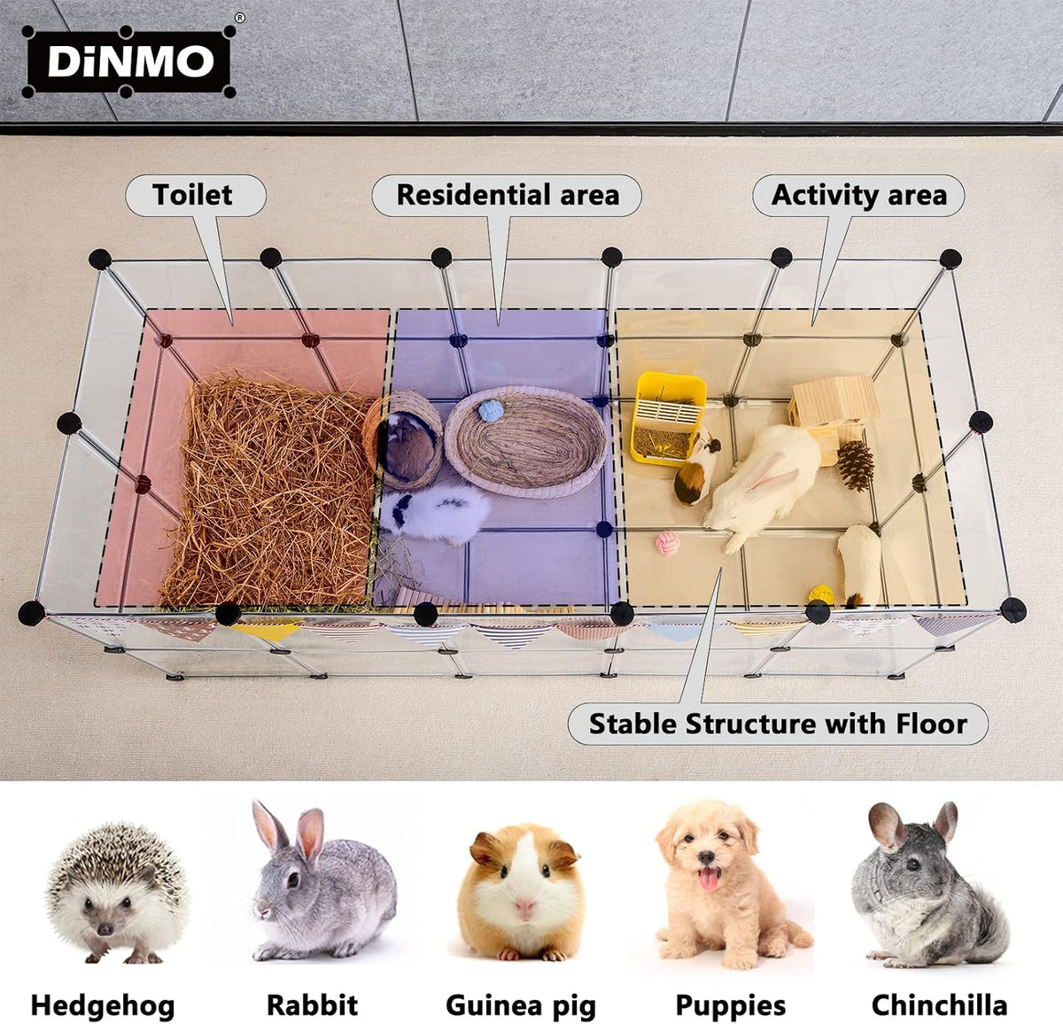 36 Panels Bunny Playpen, Oxford Mat & Game Holes, Expandable Fence