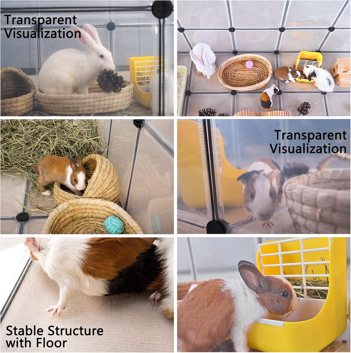 36 Panels Bunny Playpen, Oxford Mat & Game Holes, Expandable Fence