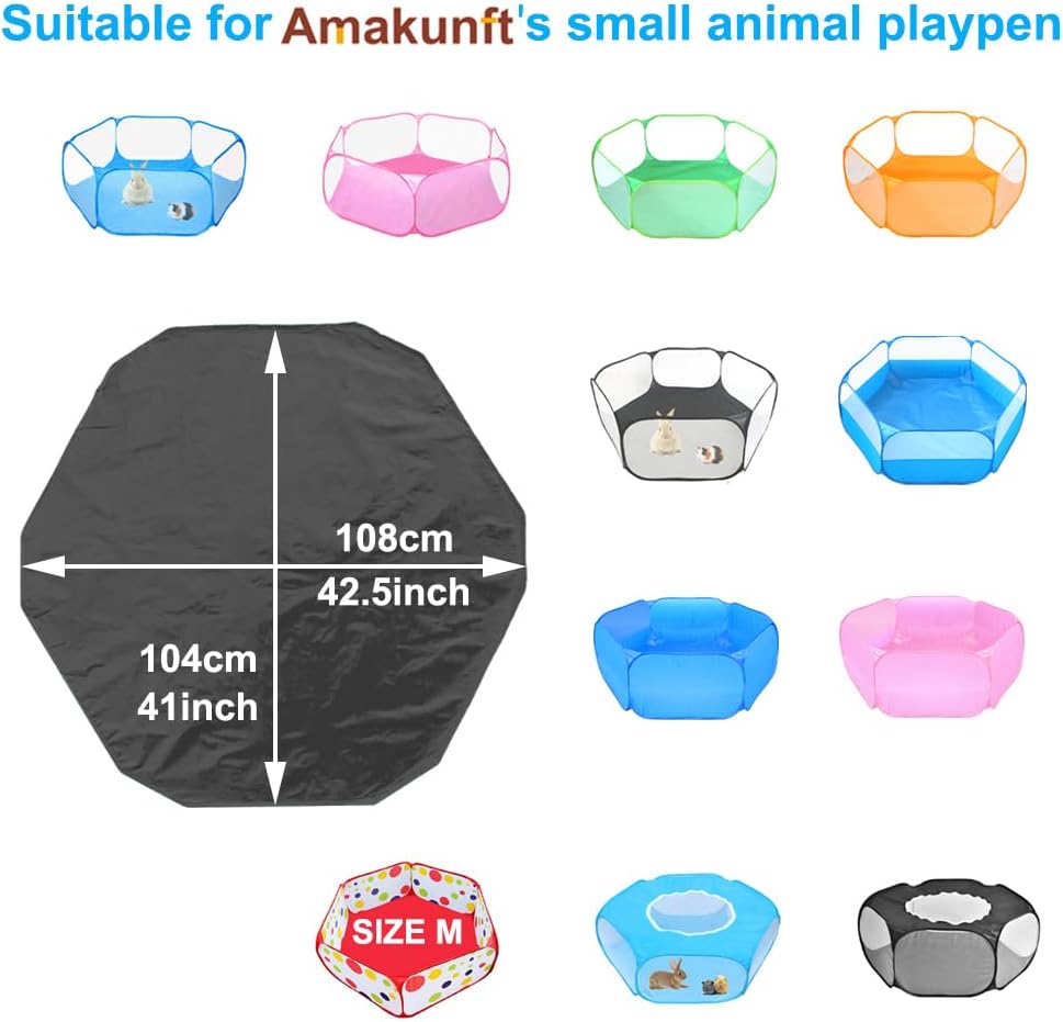 Waterproof Hexagon Playpen Mat Washable Pee Pad Fit with Small Animal Playpen (42.5in x 41in) Reusable Pet Bedding Liner for Guinea Pig, Rabbit, Hamster, Chinchilla, Hedgehog Indoor/Outdoor