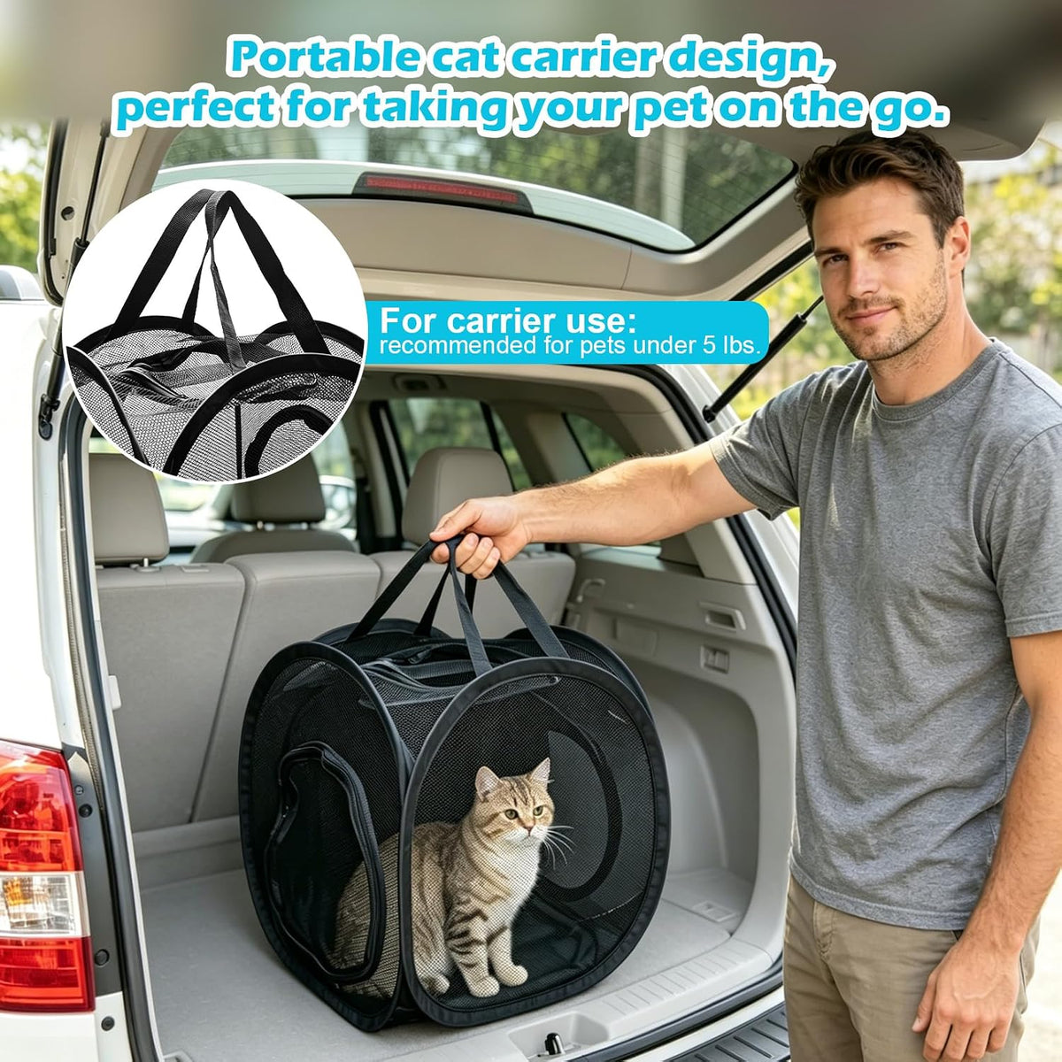 Small Animal Playpen with Surround Tunnel, Portable Foldable Outdoor Guinea Pigs Playpen with Carrying Handle, Breathable Mesh Playpen for Kitten, Hedgehog, Snake, Rabbit, Lizard, Small Pets