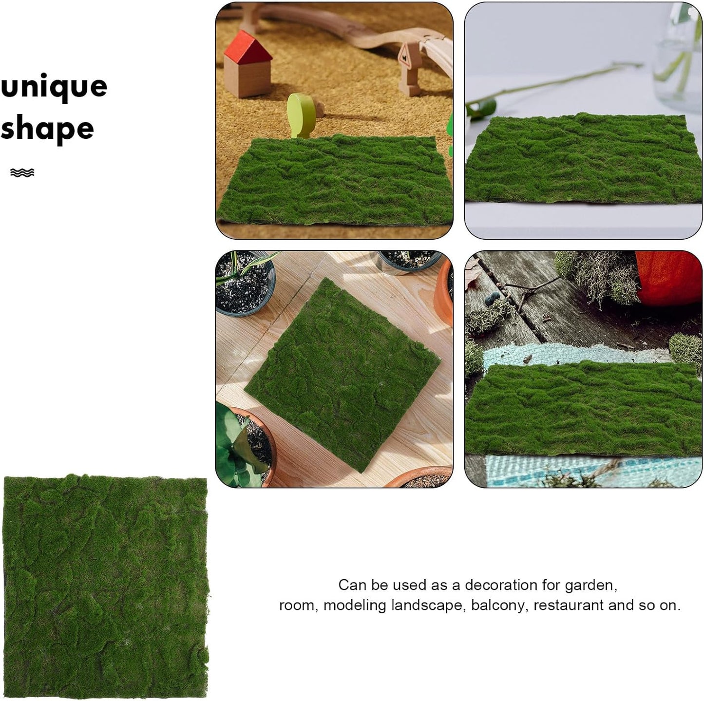 Artificial Moss Grass Turf Tile 30Cm X 30Cm Faux Green Grass Patch for Bonsai, Reptile Moss Terrarium Decoration, Indoor Outdoor Table Mat Home Garden Décor