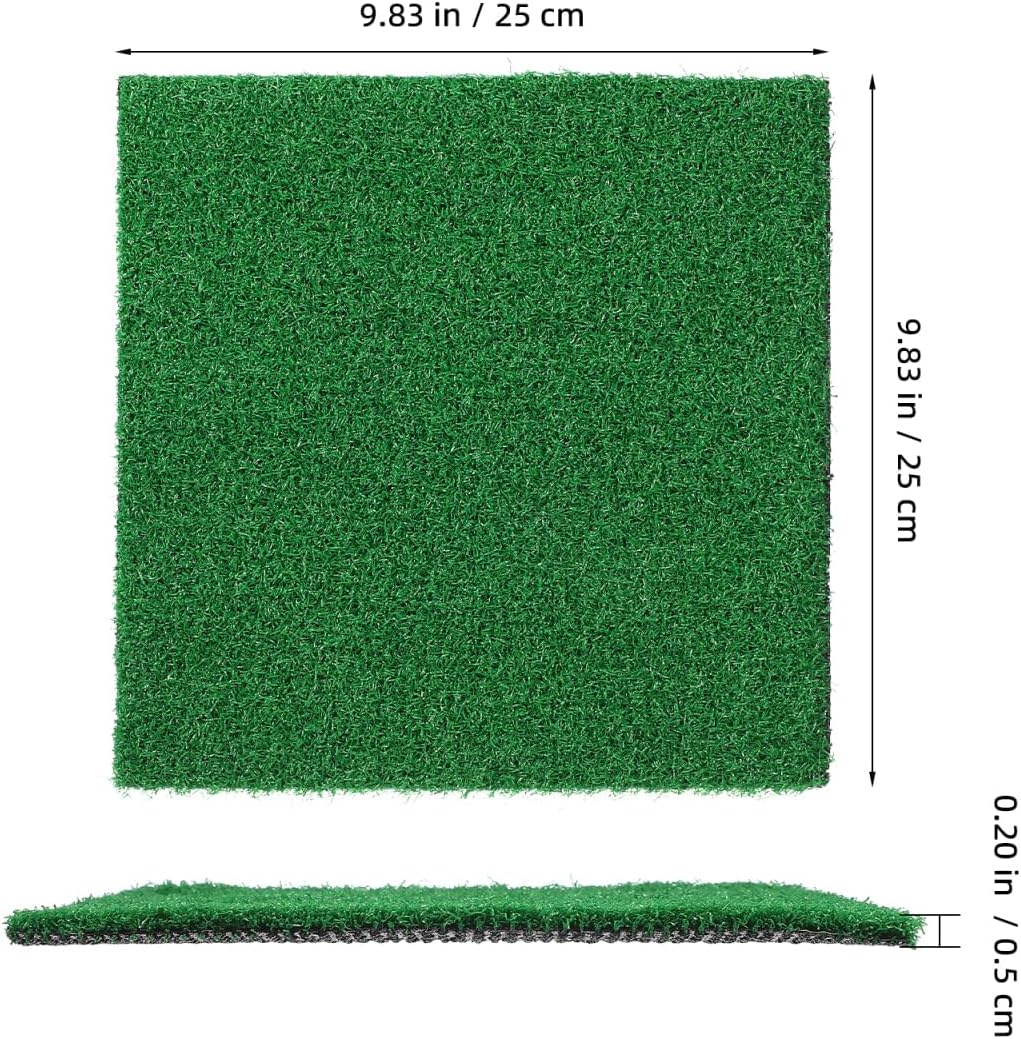 Artificial Grass Square Mat Fake Turf Patch Turtle Basking Platform with Ramp Outdoor Floating Synthetic Grass Tiles for Pet Reptile Habitat
