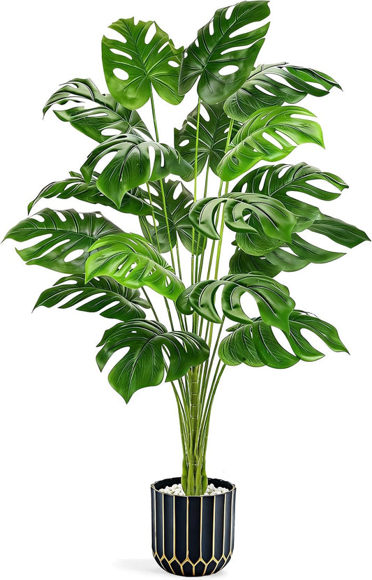 44" Artificial Tropical Palm Tree for Indoor Outdoor Porch Decor | Fake Palm tree foliage creates a bold floor display with modern glam style for office, sheltered patio and porch decor