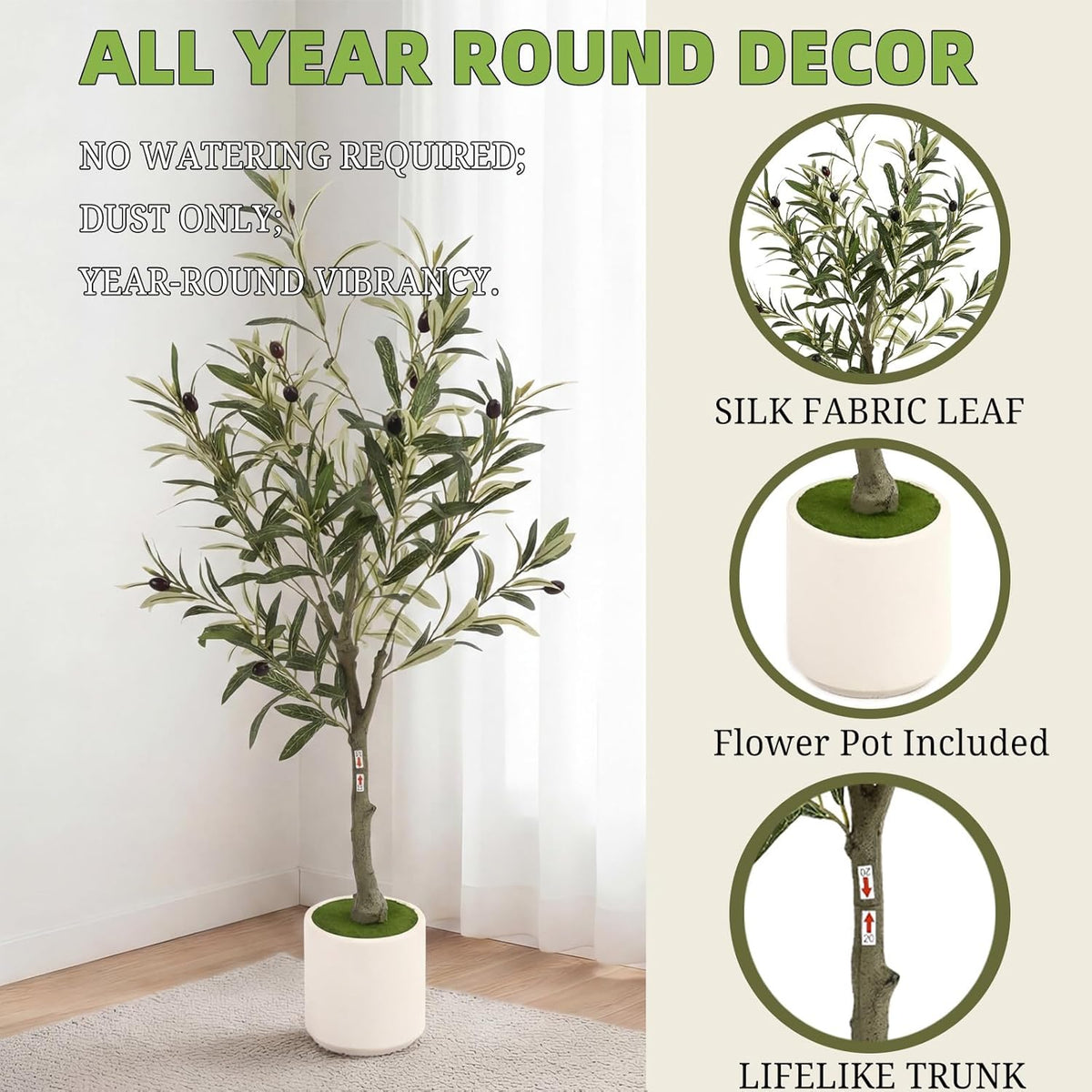 3FT Spherical Fake Olive Tree Artificial Indoor,Faux Olive Tree with Pot,Large Olive Branches and Lifelike Fruits,for Home Office House Living Room Decor.