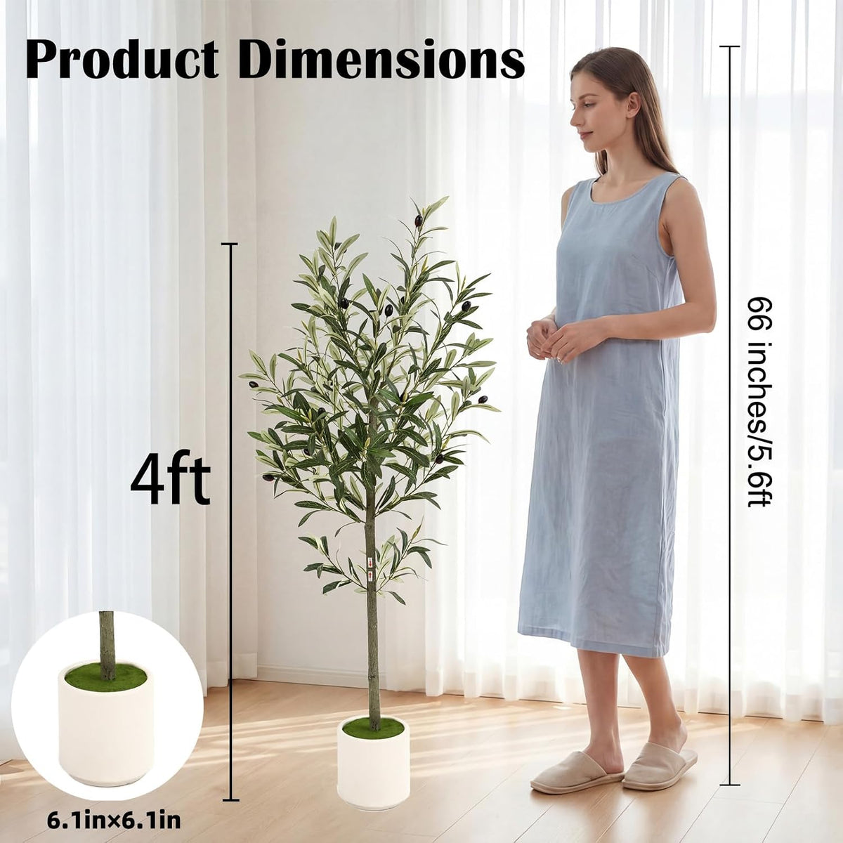 3FT Spherical Fake Olive Tree Artificial Indoor,Faux Olive Tree with Pot,Large Olive Branches and Lifelike Fruits,for Home Office House Living Room Decor.