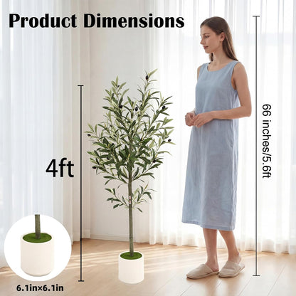 3FT Spherical Fake Olive Tree Artificial Indoor,Faux Olive Tree with Pot,Large Olive Branches and Lifelike Fruits,for Home Office House Living Room Decor.