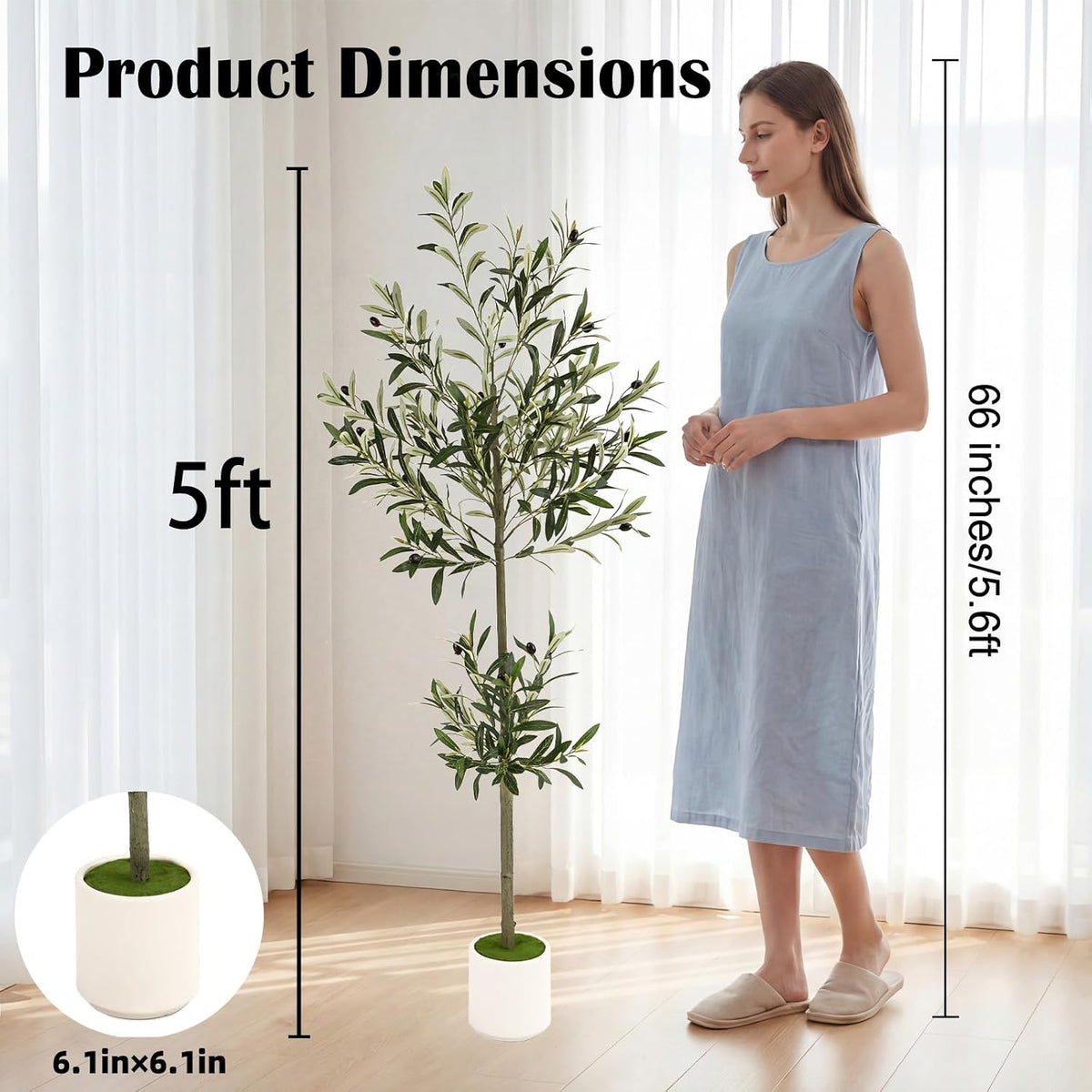 3FT Spherical Fake Olive Tree Artificial Indoor,Faux Olive Tree with Pot,Large Olive Branches and Lifelike Fruits,for Home Office House Living Room Decor.
