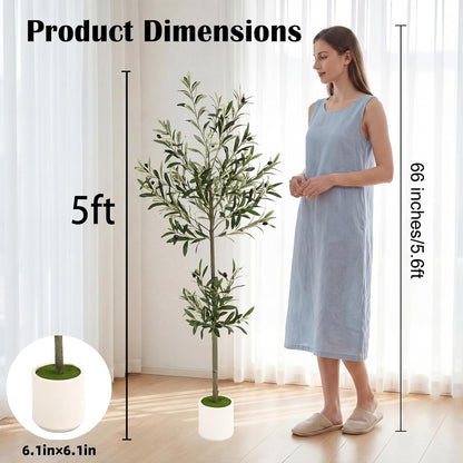 3FT Spherical Fake Olive Tree Artificial Indoor,Faux Olive Tree with Pot,Large Olive Branches and Lifelike Fruits,for Home Office House Living Room Decor.