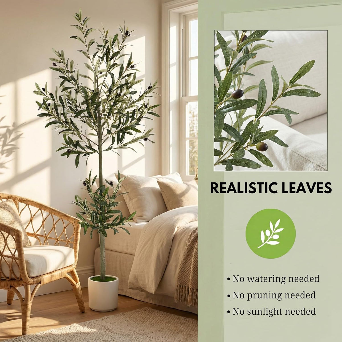 3FT Spherical Fake Olive Tree Artificial Indoor,Faux Olive Tree with Pot,Large Olive Branches and Lifelike Fruits,for Home Office House Living Room Decor.