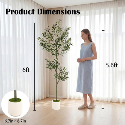 3FT Spherical Fake Olive Tree Artificial Indoor,Faux Olive Tree with Pot,Large Olive Branches and Lifelike Fruits,for Home Office House Living Room Decor.