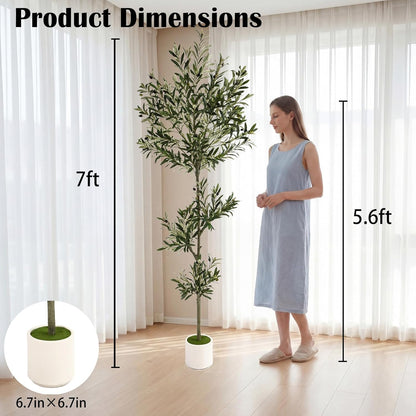3FT Spherical Fake Olive Tree Artificial Indoor,Faux Olive Tree with Pot,Large Olive Branches and Lifelike Fruits,for Home Office House Living Room Decor.
