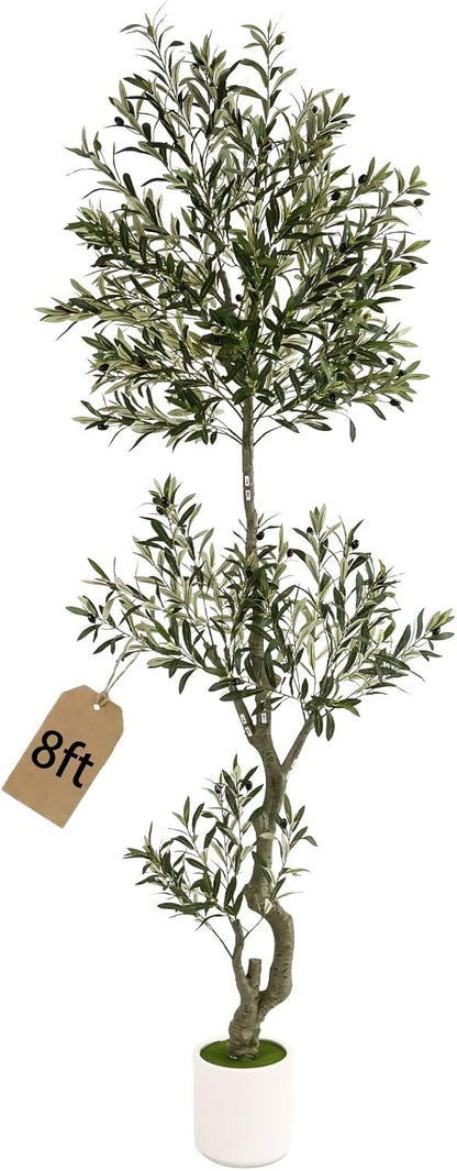 3FT Spherical Fake Olive Tree Artificial Indoor,Faux Olive Tree with Pot,Large Olive Branches and Lifelike Fruits,for Home Office House Living Room Decor.