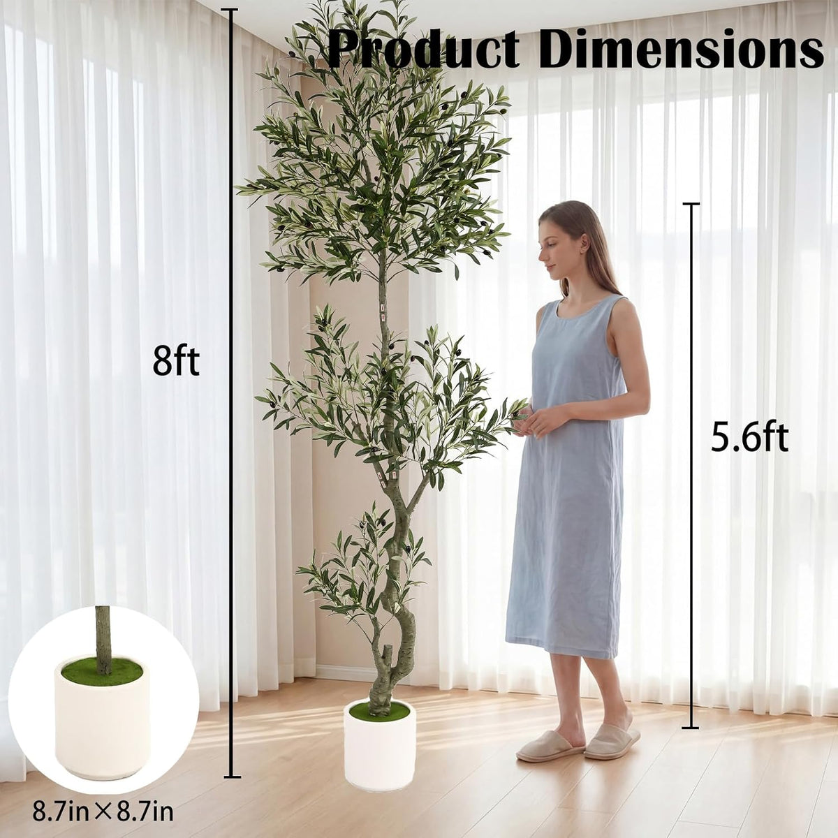 3FT Spherical Fake Olive Tree Artificial Indoor,Faux Olive Tree with Pot,Large Olive Branches and Lifelike Fruits,for Home Office House Living Room Decor.
