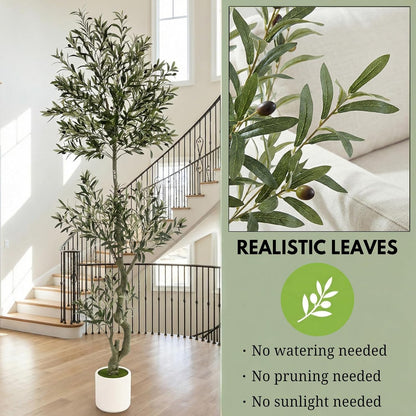 3FT Spherical Fake Olive Tree Artificial Indoor,Faux Olive Tree with Pot,Large Olive Branches and Lifelike Fruits,for Home Office House Living Room Decor.