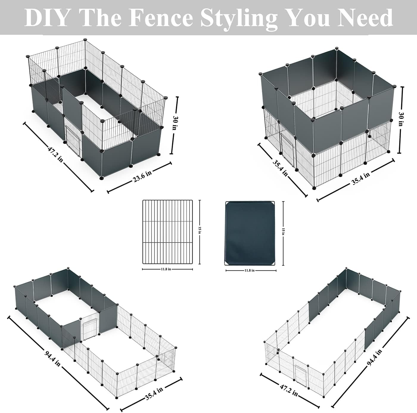 16pcs Small Animal Playpen with Waterproof Mat, Pet Playpen, Rabbit Guinea Pig Cages, Puppy Kitten Playpen | Indoor & Outdoor Portable Metal Wire Yard Fence 13"x13"
