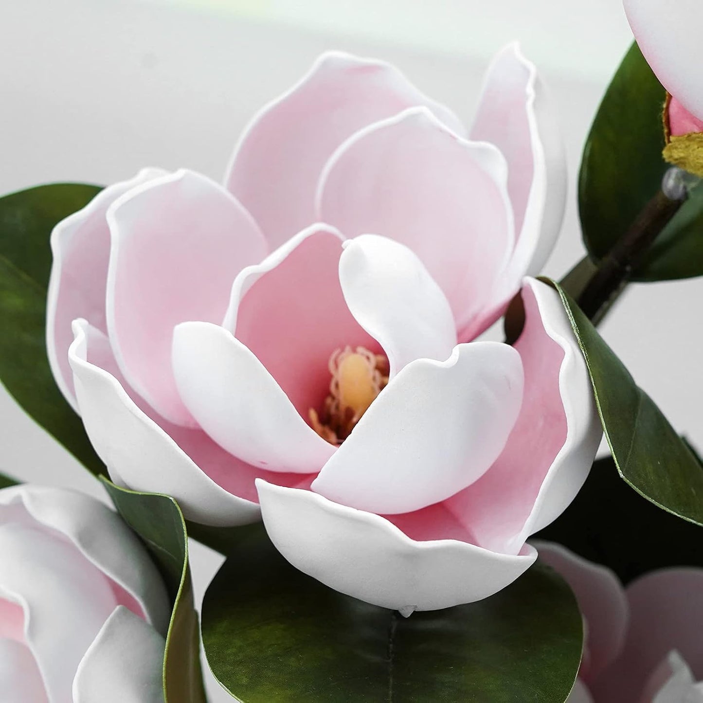 3Pcs Artificial Magnolia Flowers - 29.5" Long White Magnolia Stem Flower, Faux Wedding Flower Bouquet Vase Floral Arrangement for Table Centerpiece Wedding Holidays Party Home Decor