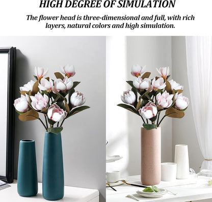 3Pcs Artificial Magnolia Flowers - 29.5" Long White Magnolia Stem Flower, Faux Wedding Flower Bouquet Vase Floral Arrangement for Table Centerpiece Wedding Holidays Party Home Decor