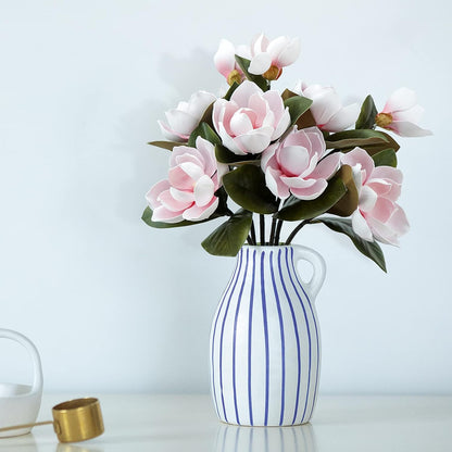 3Pcs Artificial Magnolia Flowers - 29.5" Long White Magnolia Stem Flower, Faux Wedding Flower Bouquet Vase Floral Arrangement for Table Centerpiece Wedding Holidays Party Home Decor