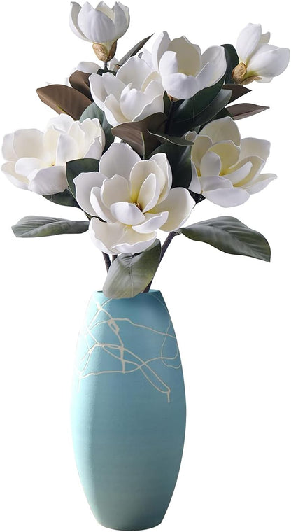 3Pcs Artificial Magnolia Flowers - 29.5" Long White Magnolia Stem Flower, Faux Wedding Flower Bouquet Vase Floral Arrangement for Table Centerpiece Wedding Holidays Party Home Decor