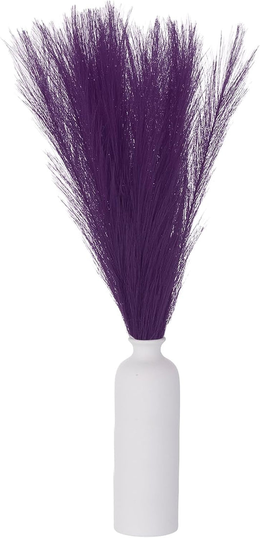 30PCS Faux Pampas Grass Decor, 24"/61cm Artificial Fluffy Grass Stems Fake Dried Flowers for Home Wedding Vase Decoration, Purple