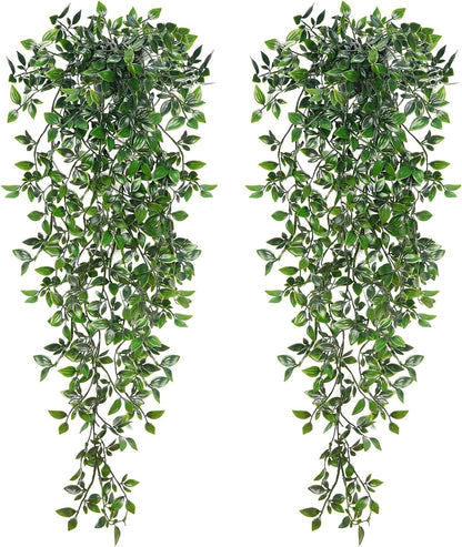 Fake Hanging Plants, Artificial Pothos Vines Faux Plants Greenery for Wall Home Living Room Office Indoor Outdoor Decor (No Baskets)