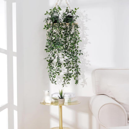Fake Hanging Plants, Artificial Pothos Vines Faux Plants Greenery for Wall Home Living Room Office Indoor Outdoor Decor (No Baskets)