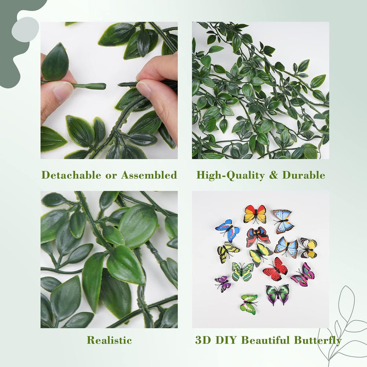 Fake Hanging Plants, Artificial Pothos Vines Faux Plants Greenery for Wall Home Living Room Office Indoor Outdoor Decor (No Baskets)