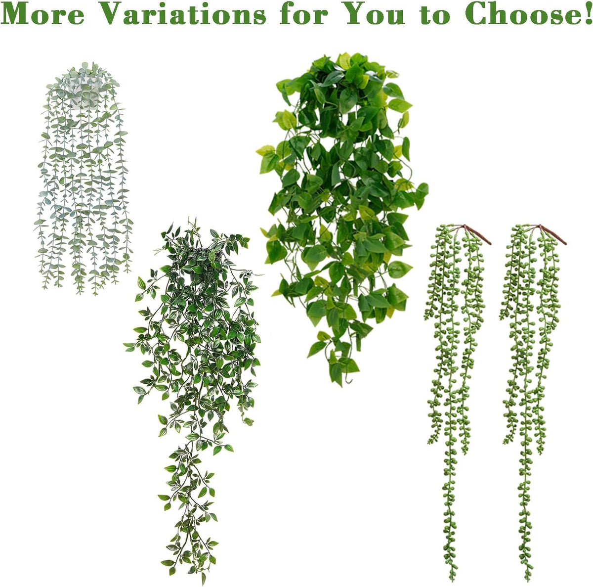 Fake Hanging Plants, Artificial Pothos Vines Faux Plants Greenery for Wall Home Living Room Office Indoor Outdoor Decor (No Baskets)