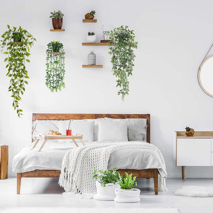 Fake Hanging Plants, Artificial Pothos Vines Faux Plants Greenery for Wall Home Living Room Office Indoor Outdoor Decor (No Baskets)