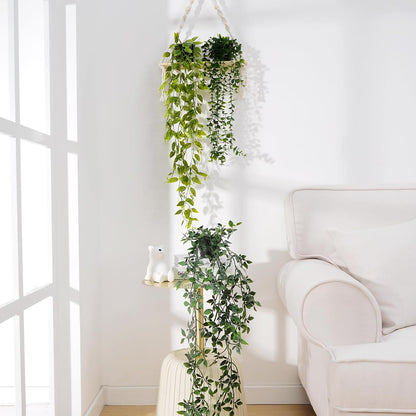 Fake Hanging Plants, Artificial Pothos Vines Faux Plants Greenery for Wall Home Living Room Office Indoor Outdoor Decor (No Baskets)