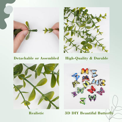 Fake Hanging Plants, Artificial Pothos Vines Faux Plants Greenery for Wall Home Living Room Office Indoor Outdoor Decor (No Baskets)